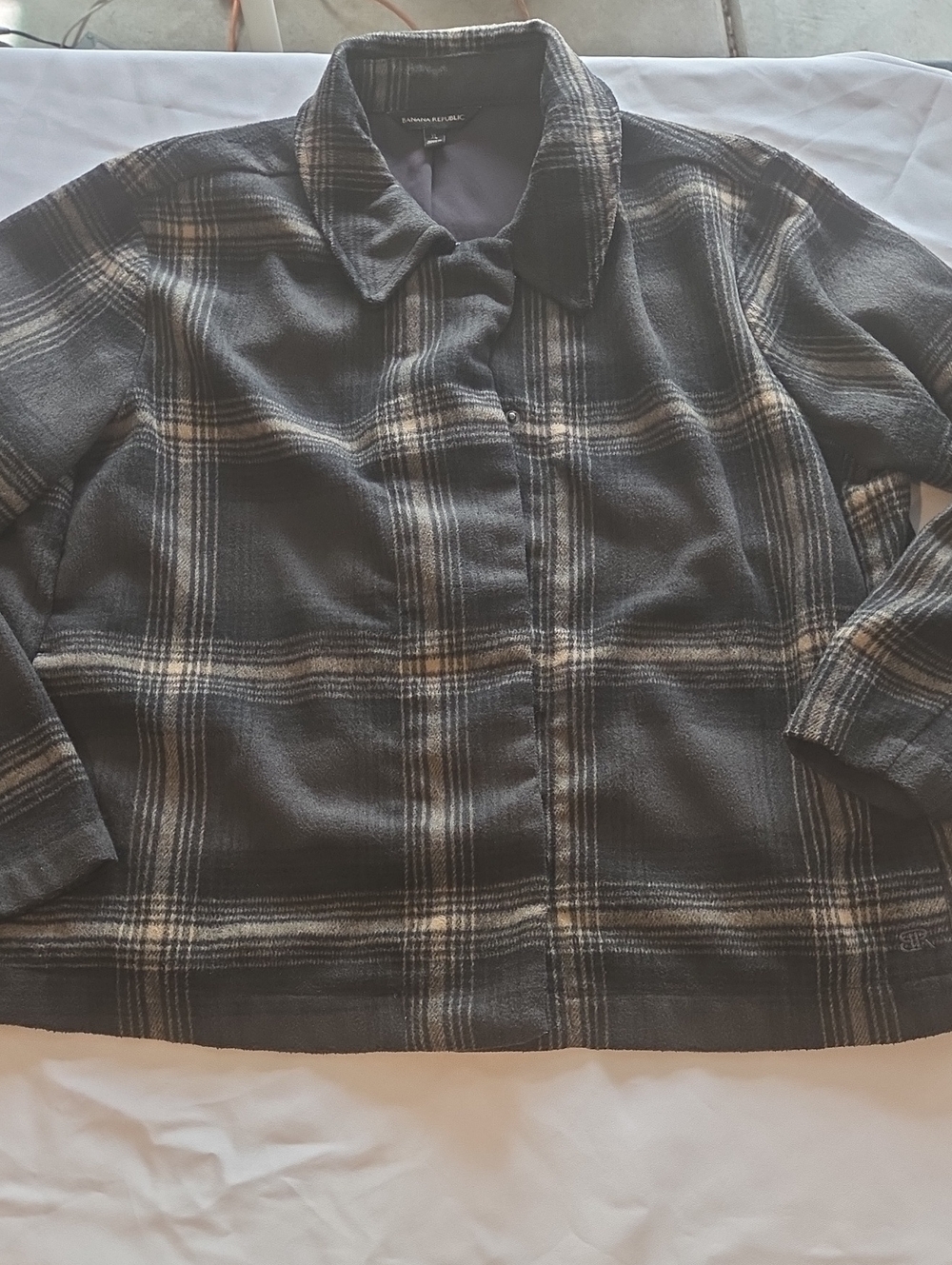 Banana Republic Gray Plaid Wool-Blend Jacket